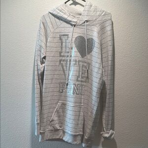 Gray Striped Hoodie